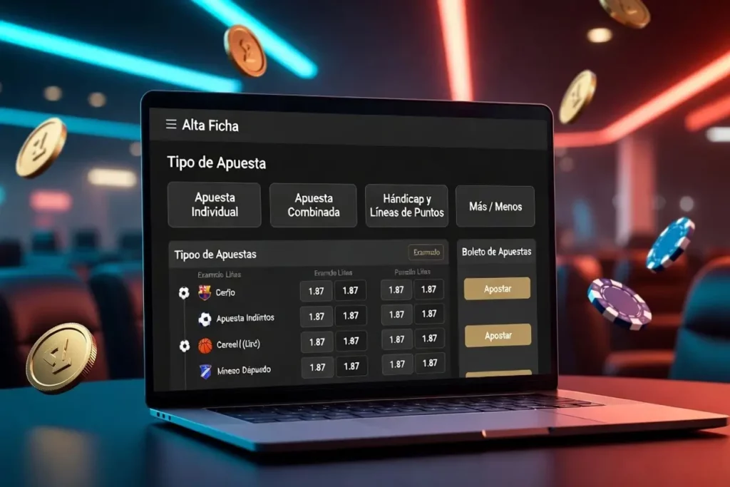Portátil con tipos de apuestas